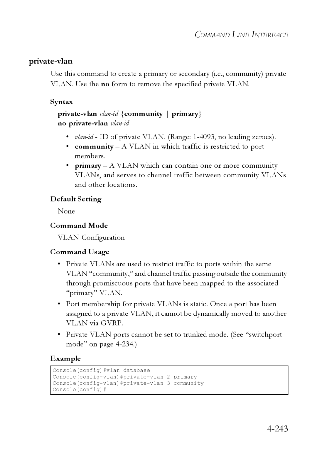 SMC Networks SMC6824M manual 243, Private-vlan 