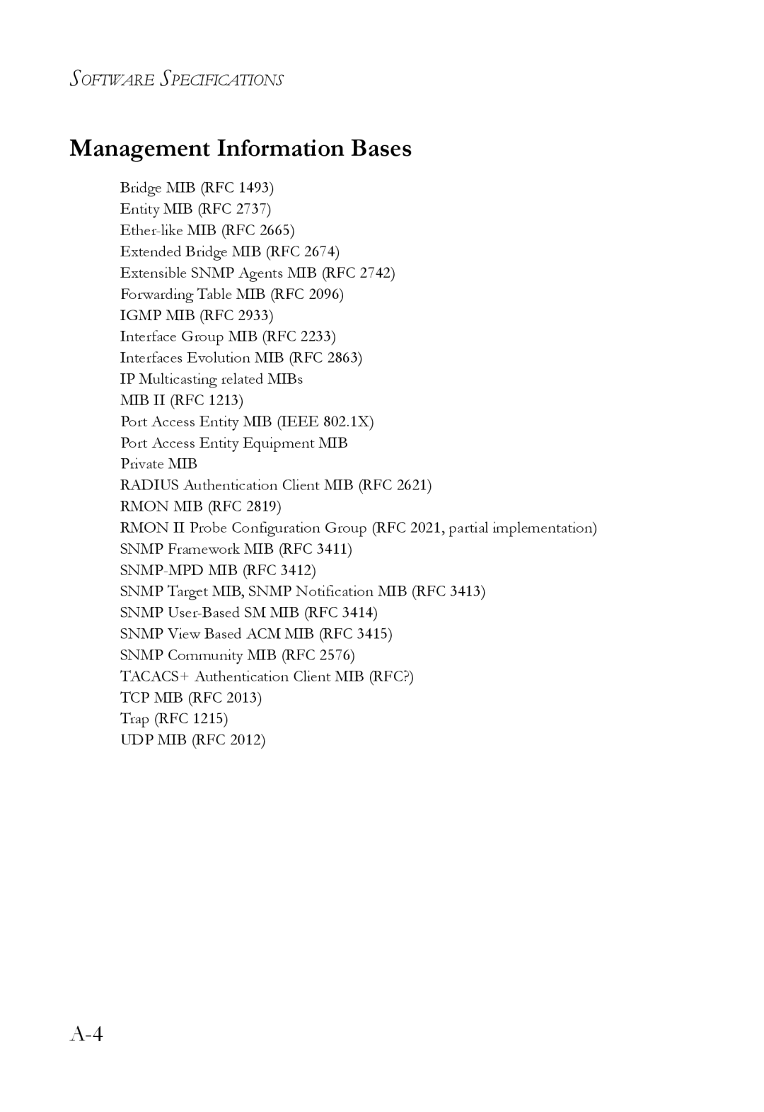 SMC Networks SMC6824M manual Management Information Bases 