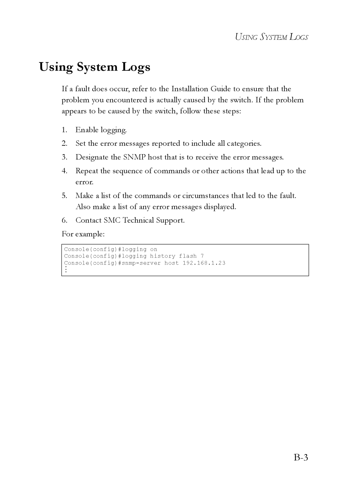 SMC Networks SMC6824M manual Using System Logs 