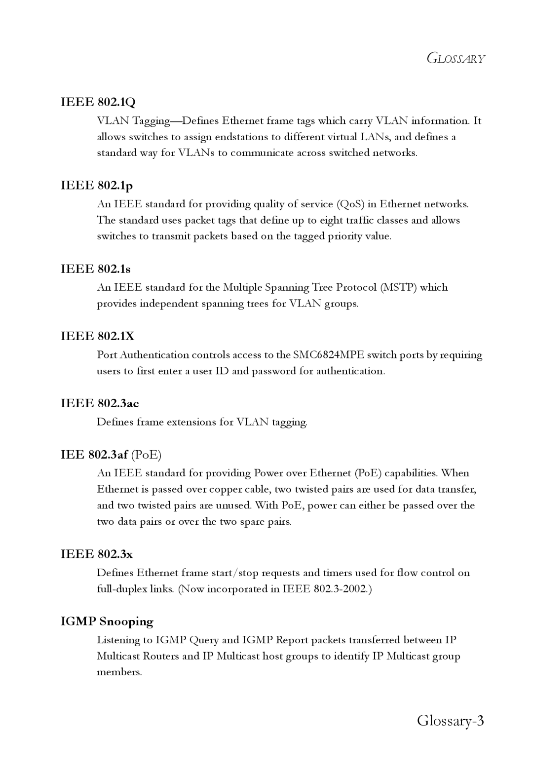 SMC Networks SMC6824M manual Glossary-3 