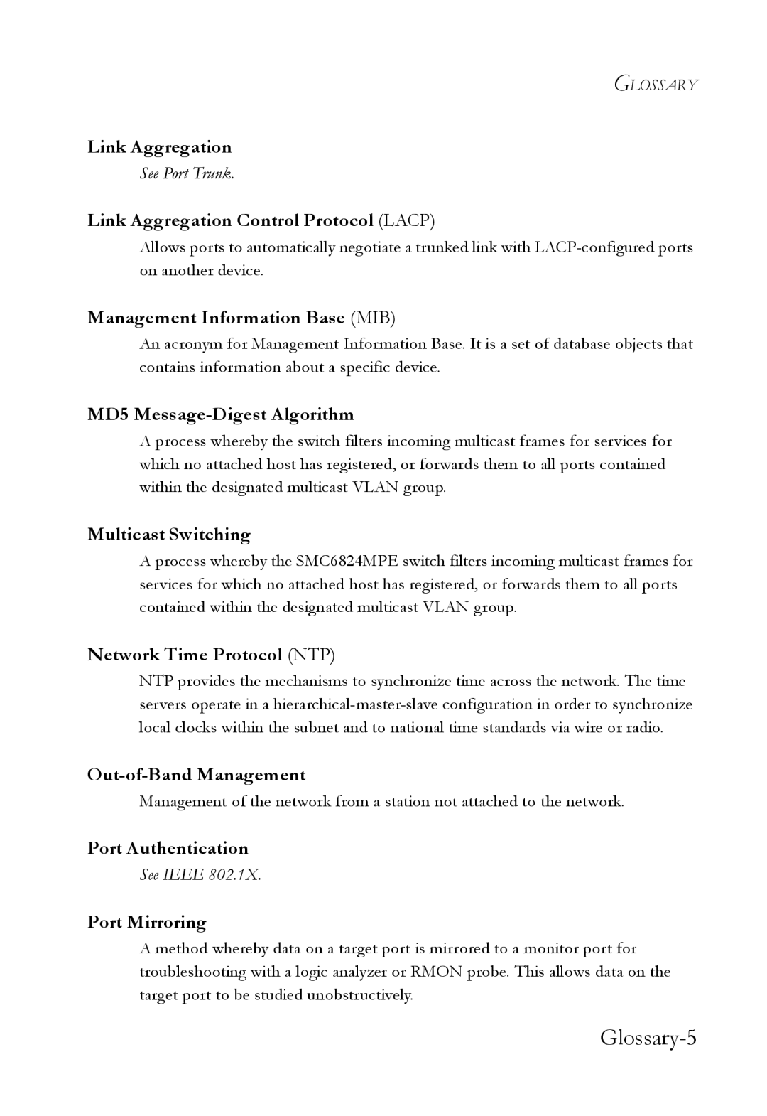 SMC Networks SMC6824M manual Glossary-5 