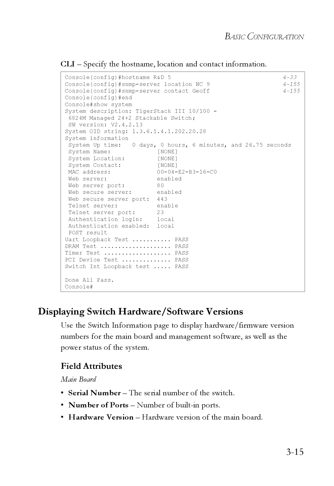 SMC Networks SMC6824M manual Displaying Switch Hardware/Software Versions 