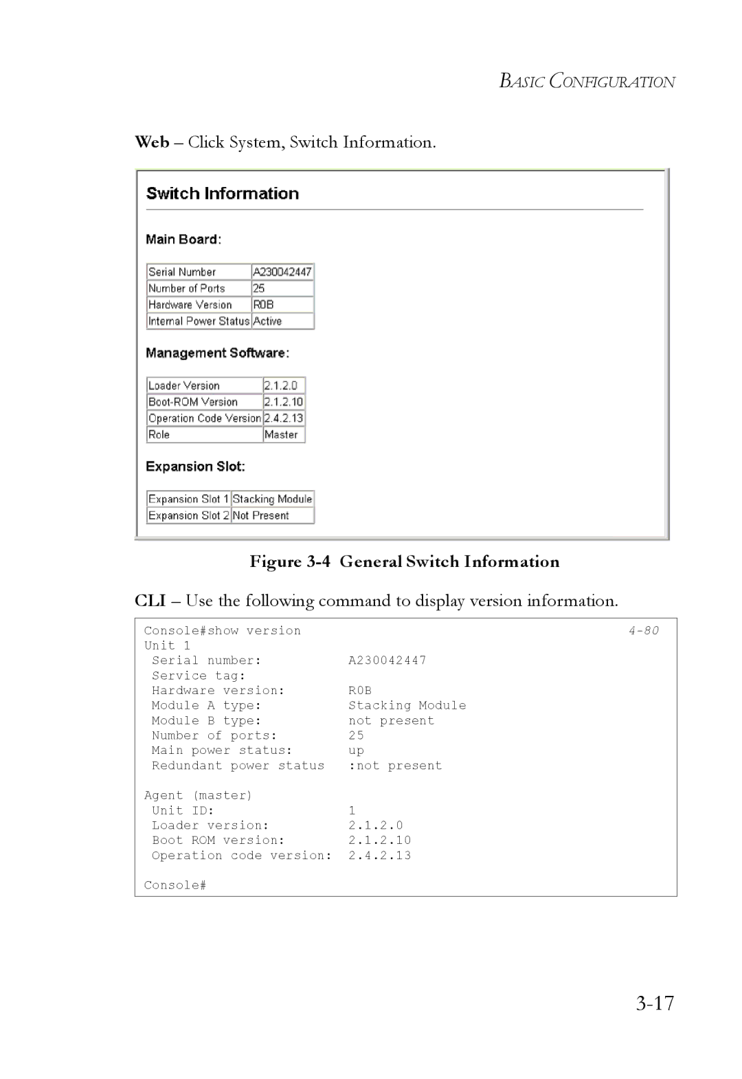 SMC Networks SMC6824M manual Web Click System, Switch Information, General Switch Information 