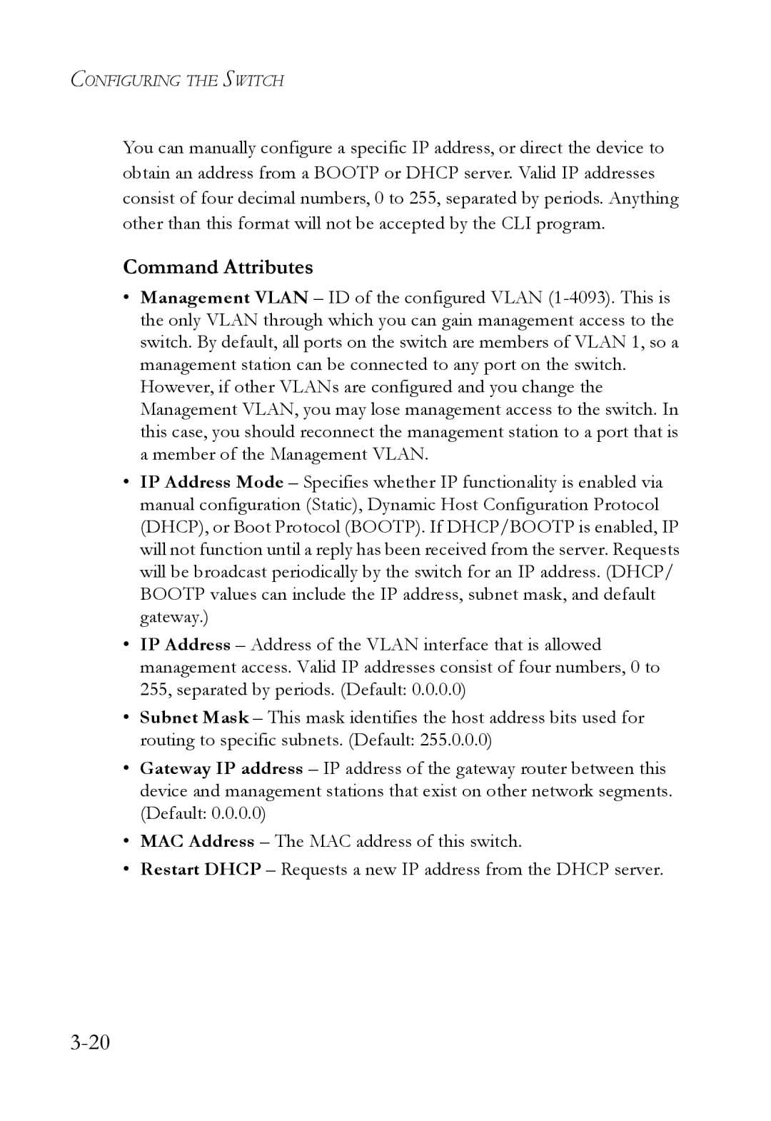 SMC Networks SMC6824M manual Command Attributes 