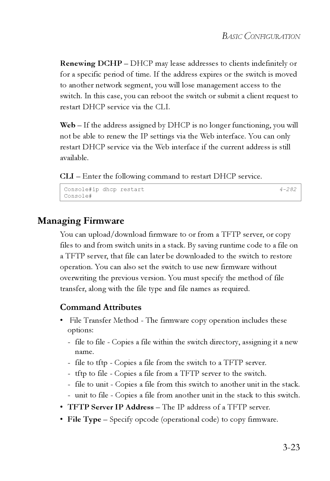 SMC Networks SMC6824M manual Managing Firmware, Command Attributes 