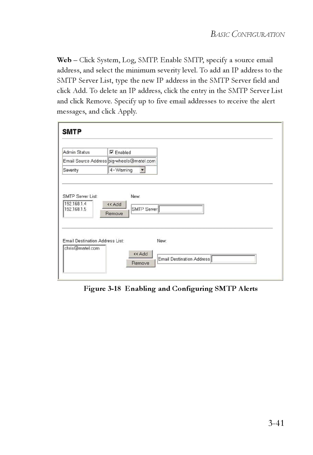 SMC Networks SMC6824M manual Enabling and Configuring Smtp Alerts 