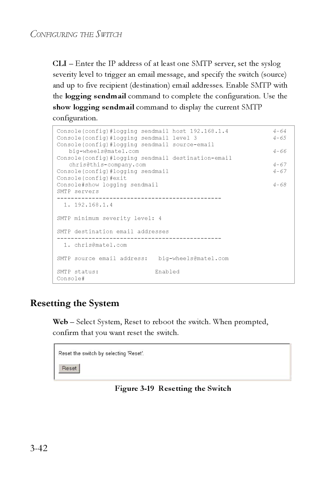 SMC Networks SMC6824M manual Resetting the System, Resetting the Switch 