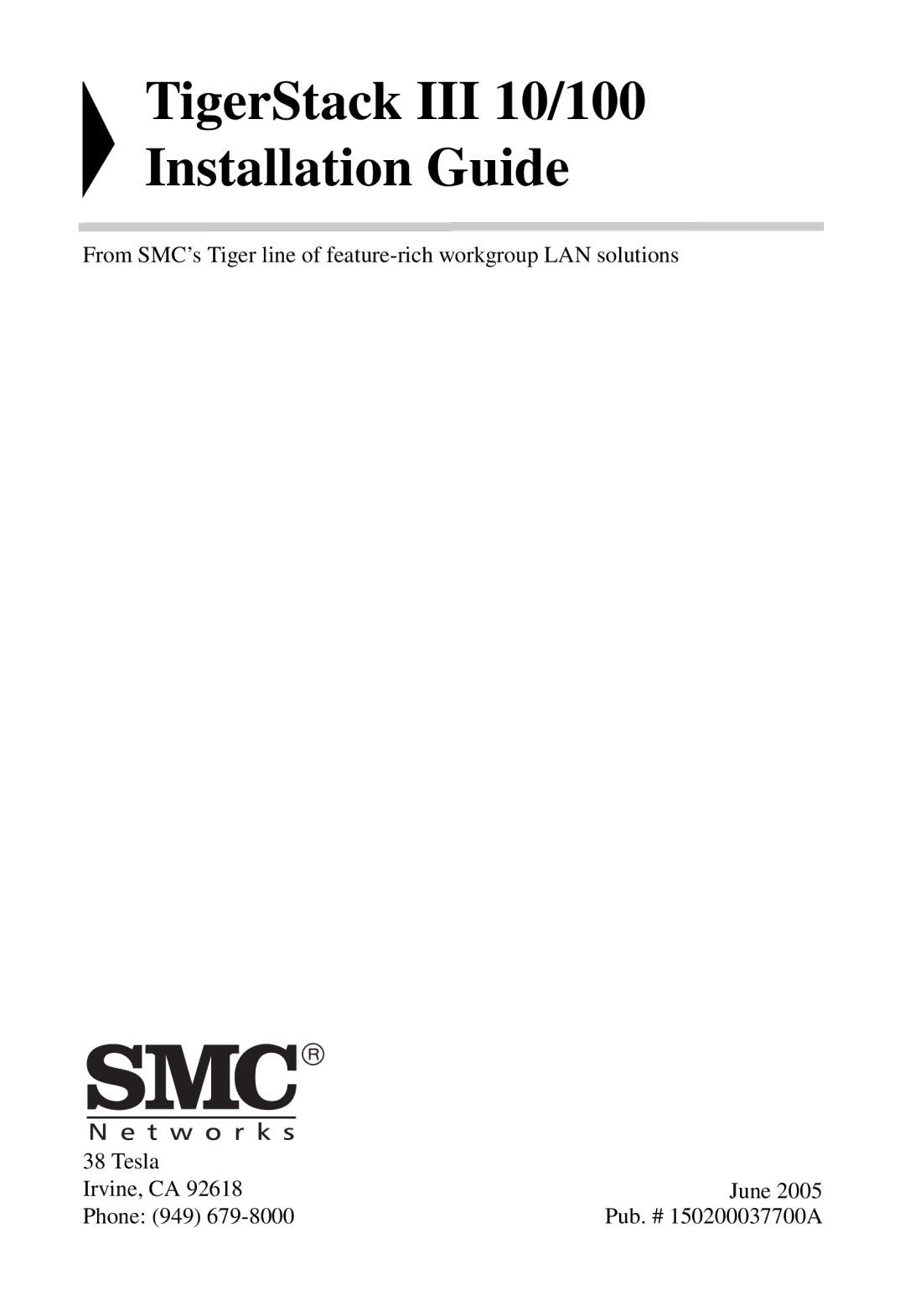 SMC Networks SMC6826MPE manual TigerStack III 10/100 Installation Guide 