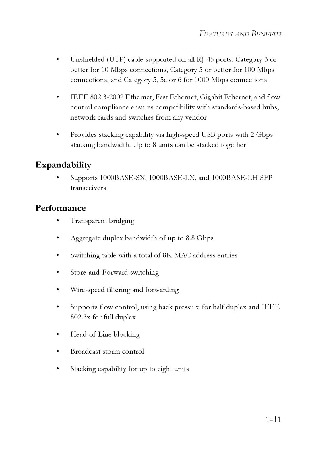 SMC Networks SMC6826MPE manual Expandability, Performance 