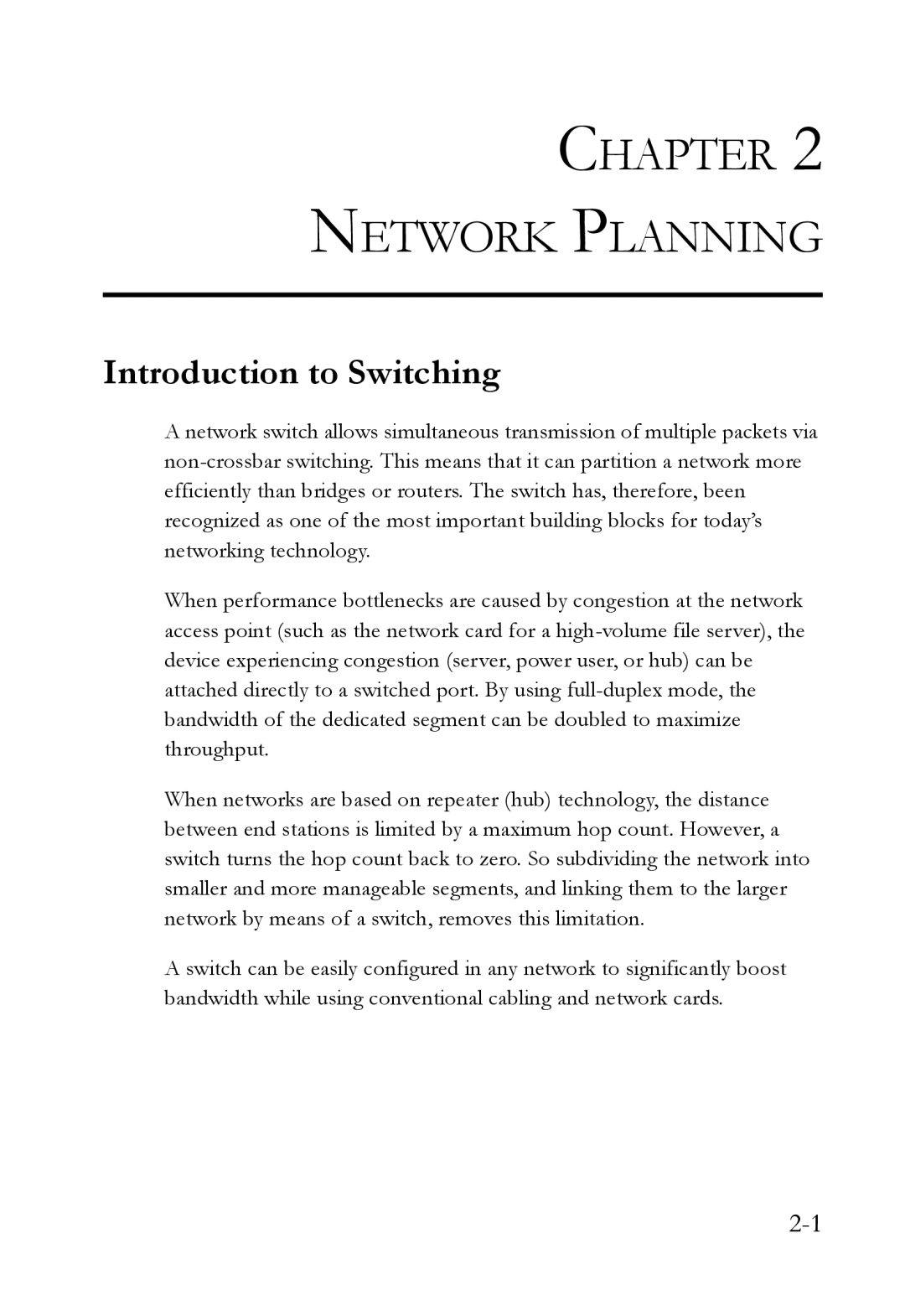 SMC Networks SMC6826MPE manual Chapter Network Planning, Introduction to Switching 