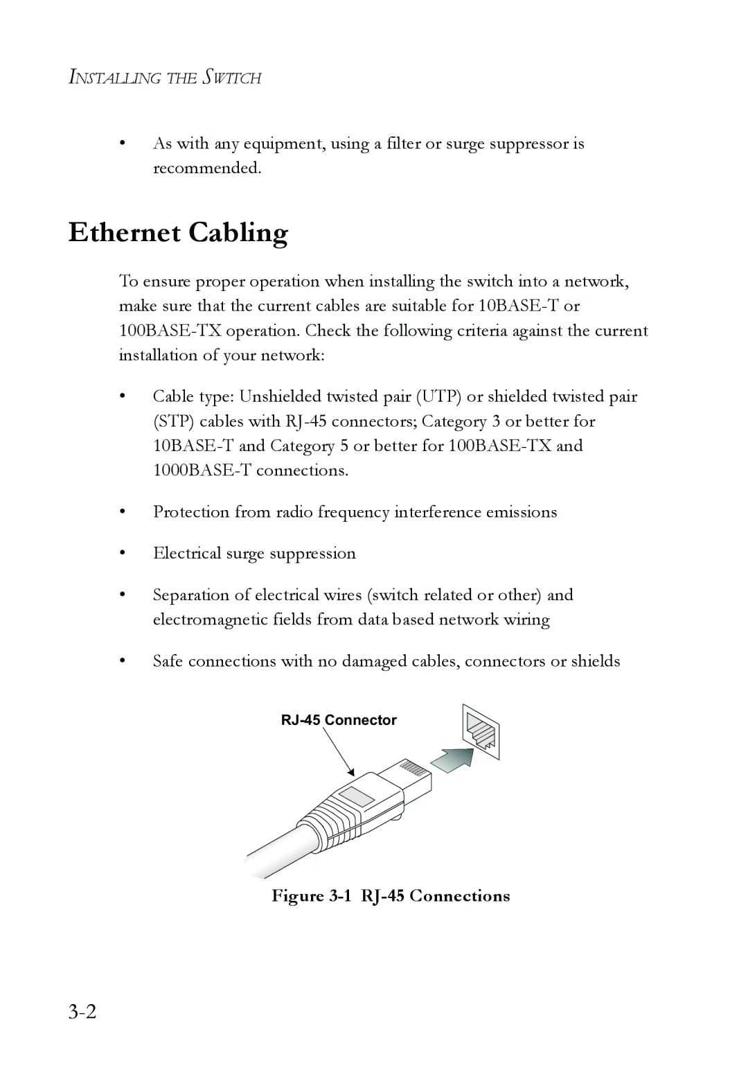 SMC Networks SMC6826MPE manual Ethernet Cabling, RJ-45 Connections 