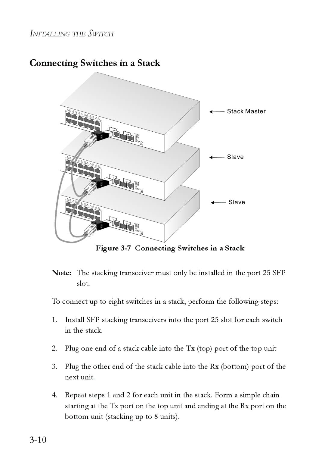 SMC Networks SMC6826MPE manual Connecting Switches in a Stack 