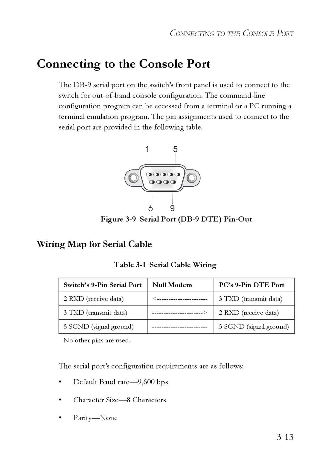 SMC Networks SMC6826MPE manual Connecting to the Console Port, Wiring Map for Serial Cable, Serial Cable Wiring 