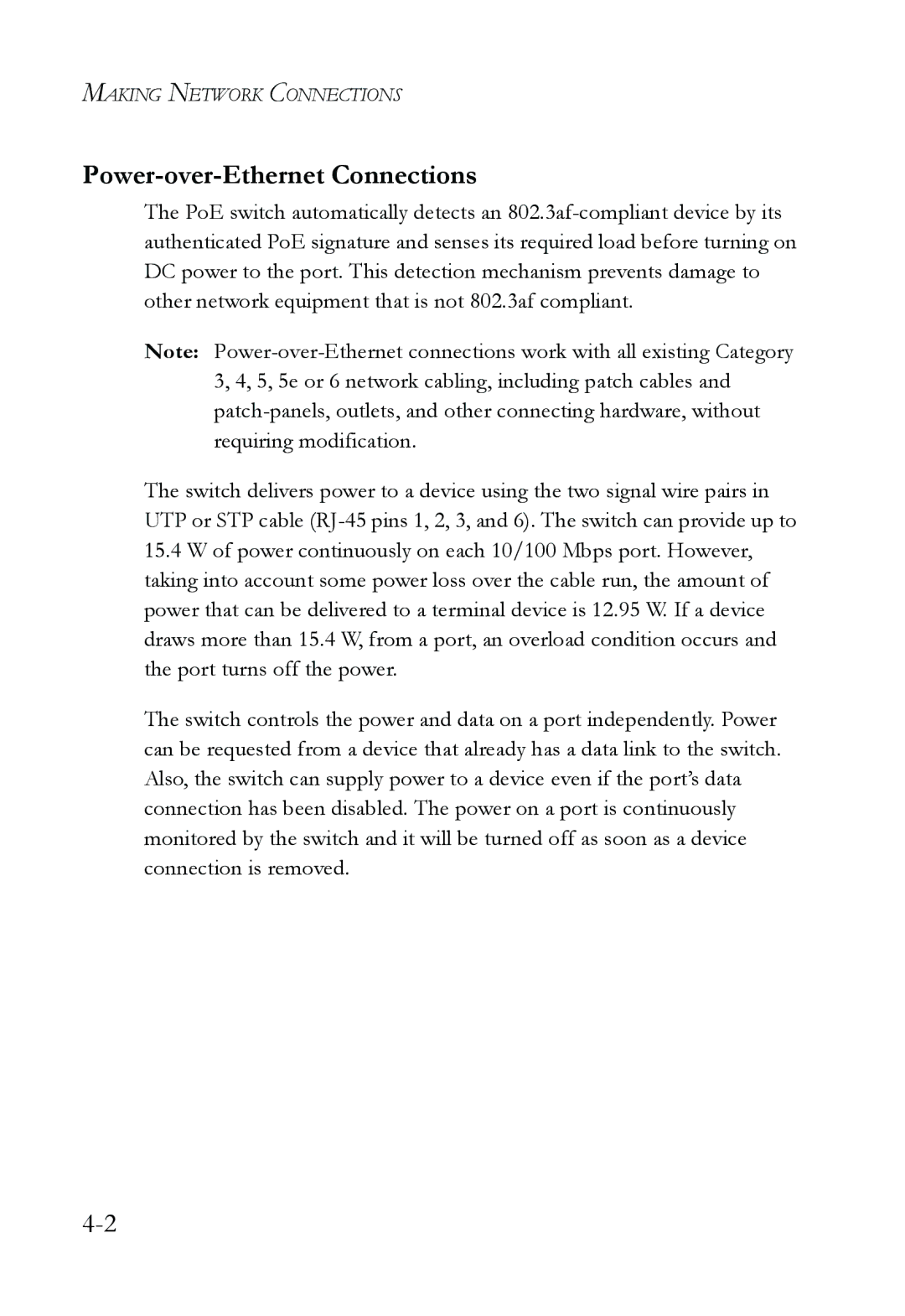 SMC Networks SMC6826MPE manual Power-over-Ethernet Connections 