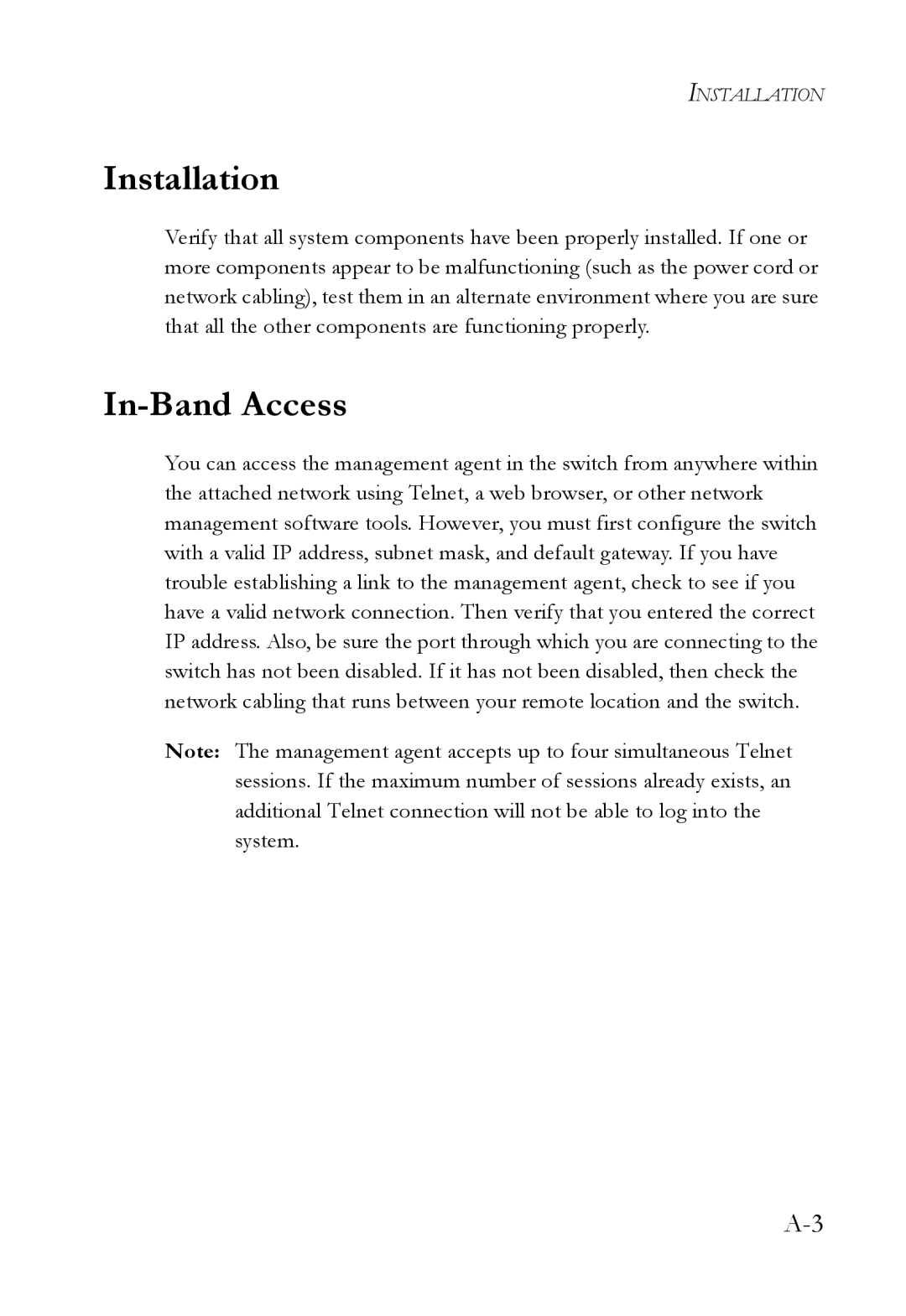 SMC Networks SMC6826MPE manual Installation, In-Band Access 