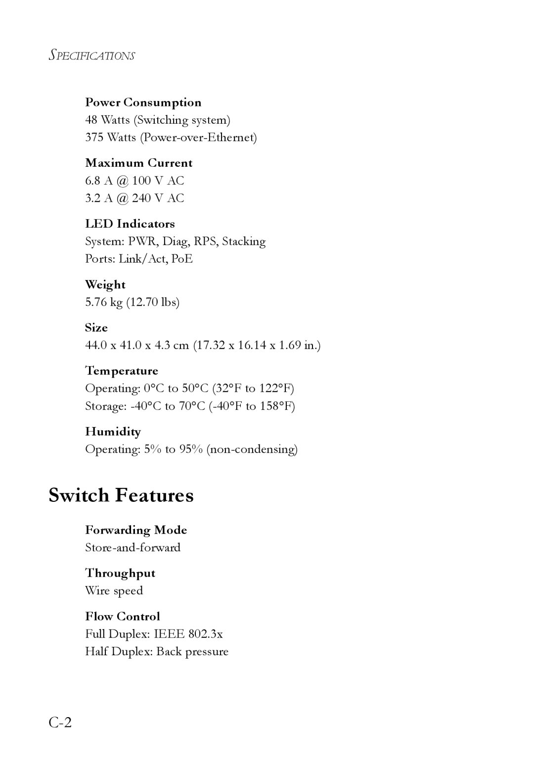 SMC Networks SMC6826MPE manual Switch Features 