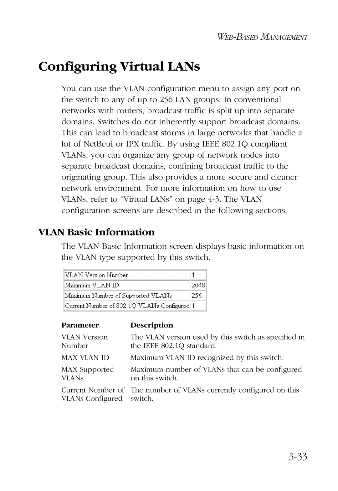 SMC Networks SMC6924VF manual Configuring Virtual LANs, Vlan Basic Information 