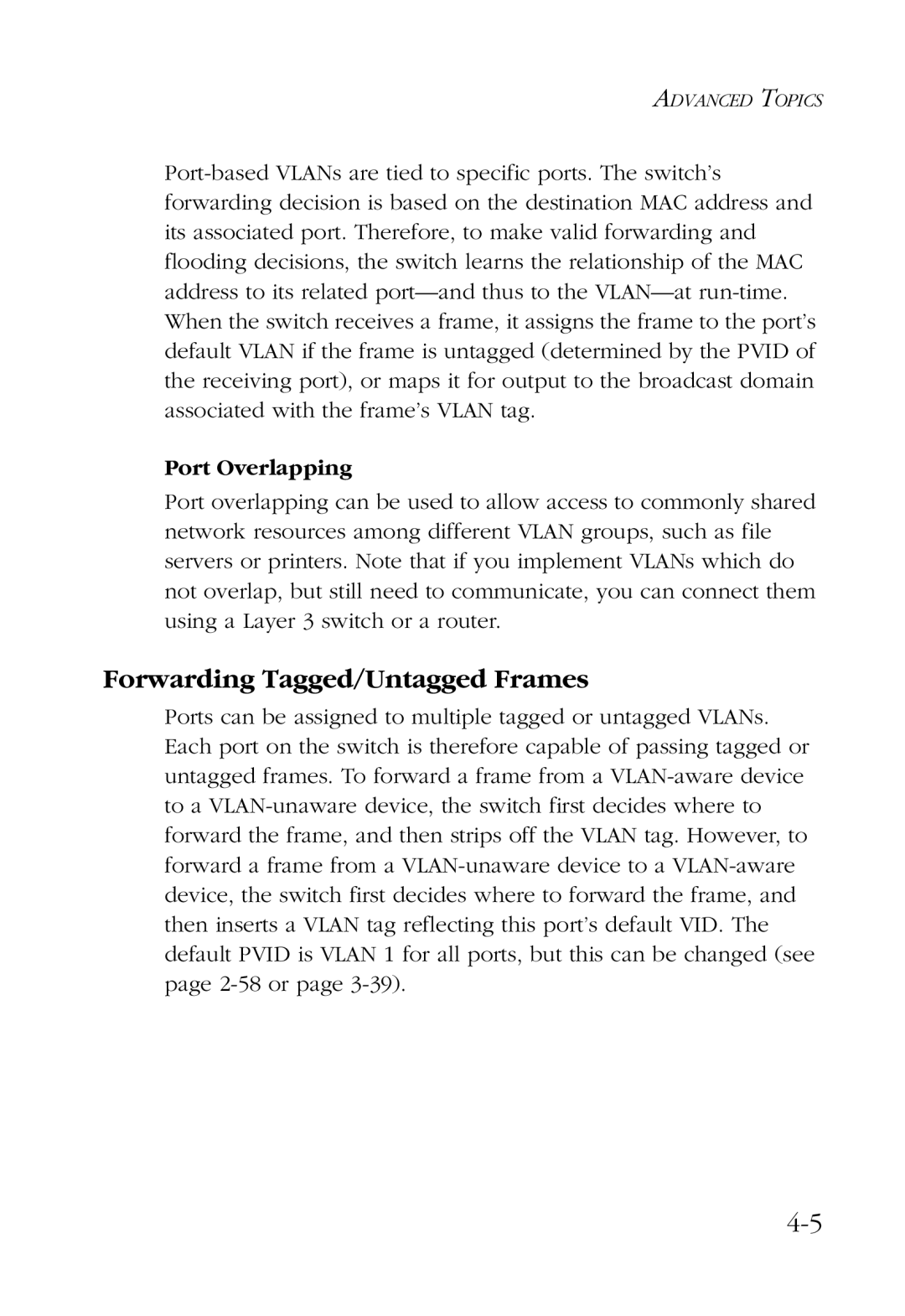 SMC Networks SMC6924VF manual Forwarding Tagged/Untagged Frames, Port Overlapping 