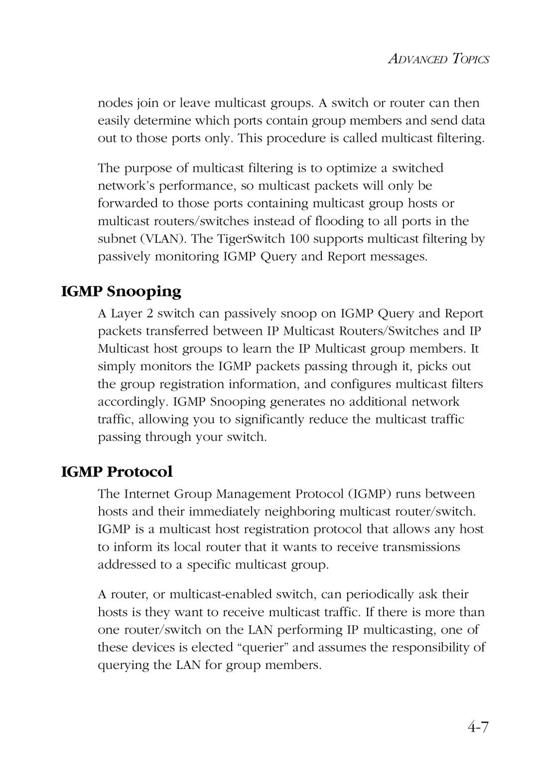 SMC Networks SMC6924VF manual Igmp Snooping, Igmp Protocol 