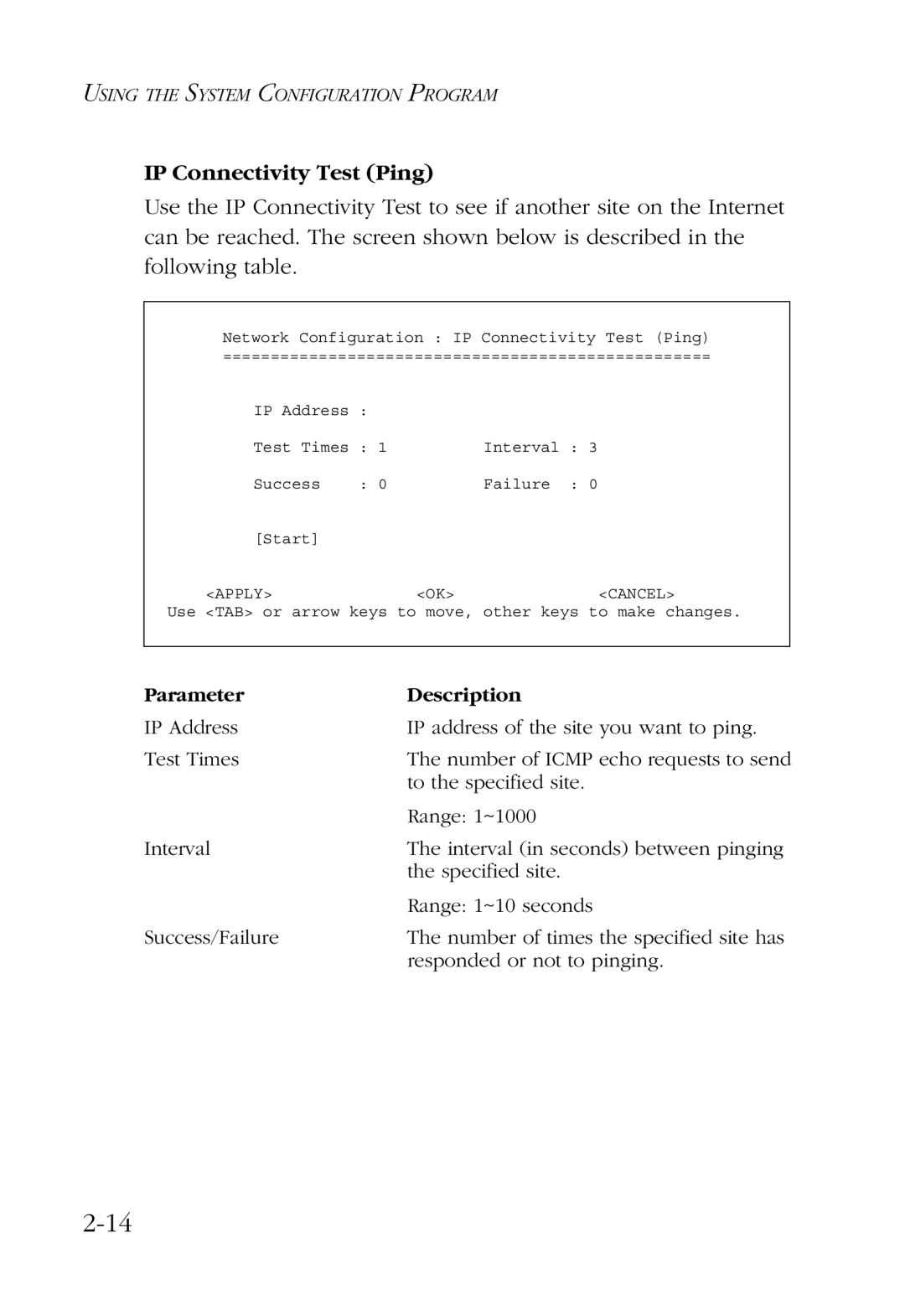 SMC Networks SMC6924VF manual IP Connectivity Test Ping 