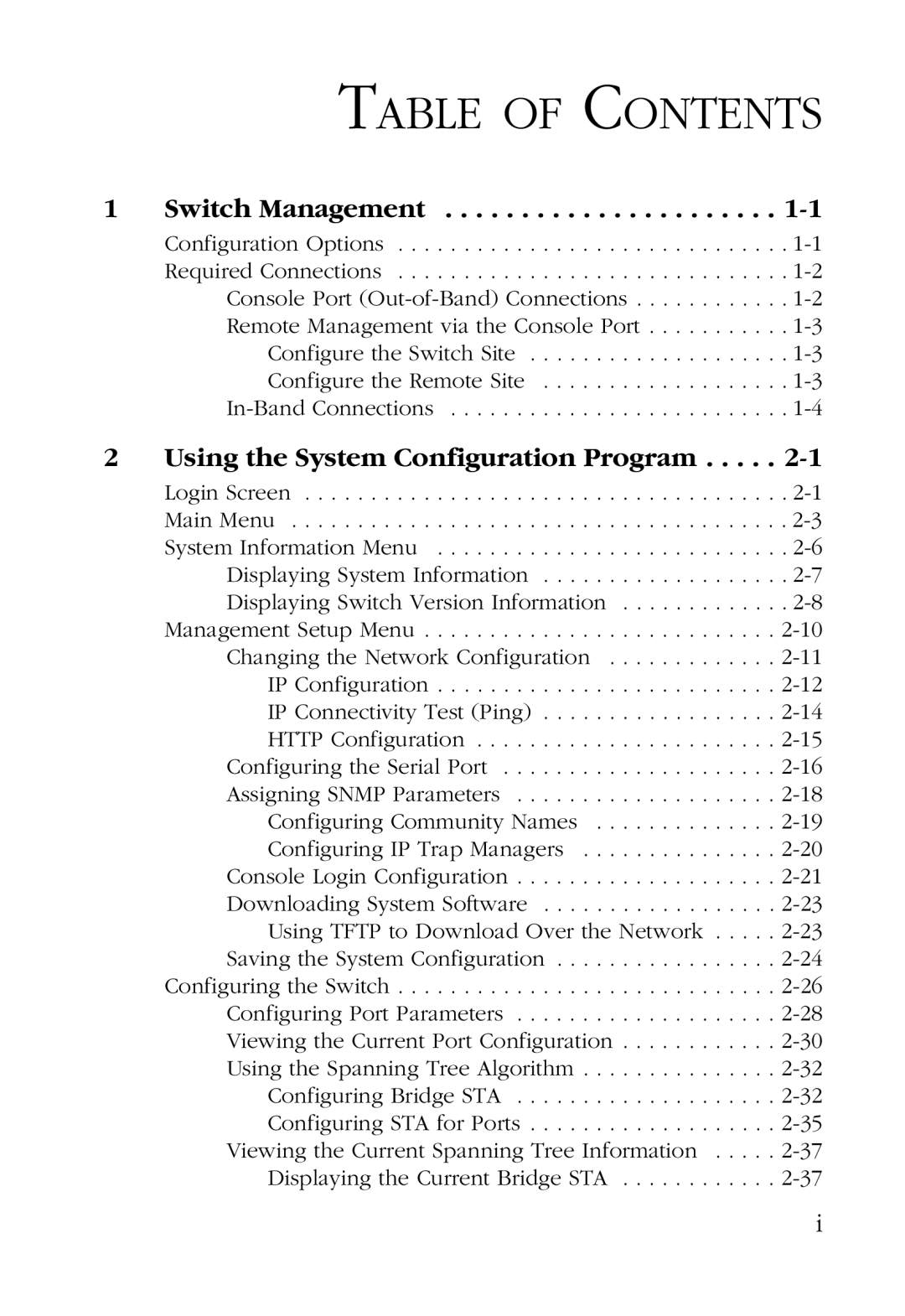 SMC Networks SMC6924VF manual Table of Contents 