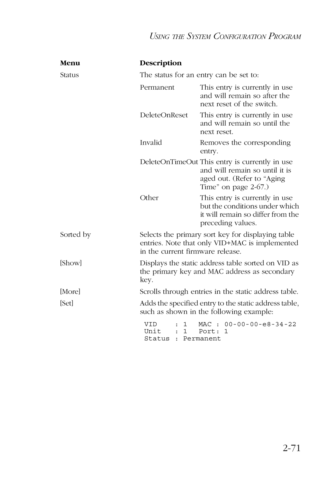 SMC Networks SMC6924VF manual Vid 