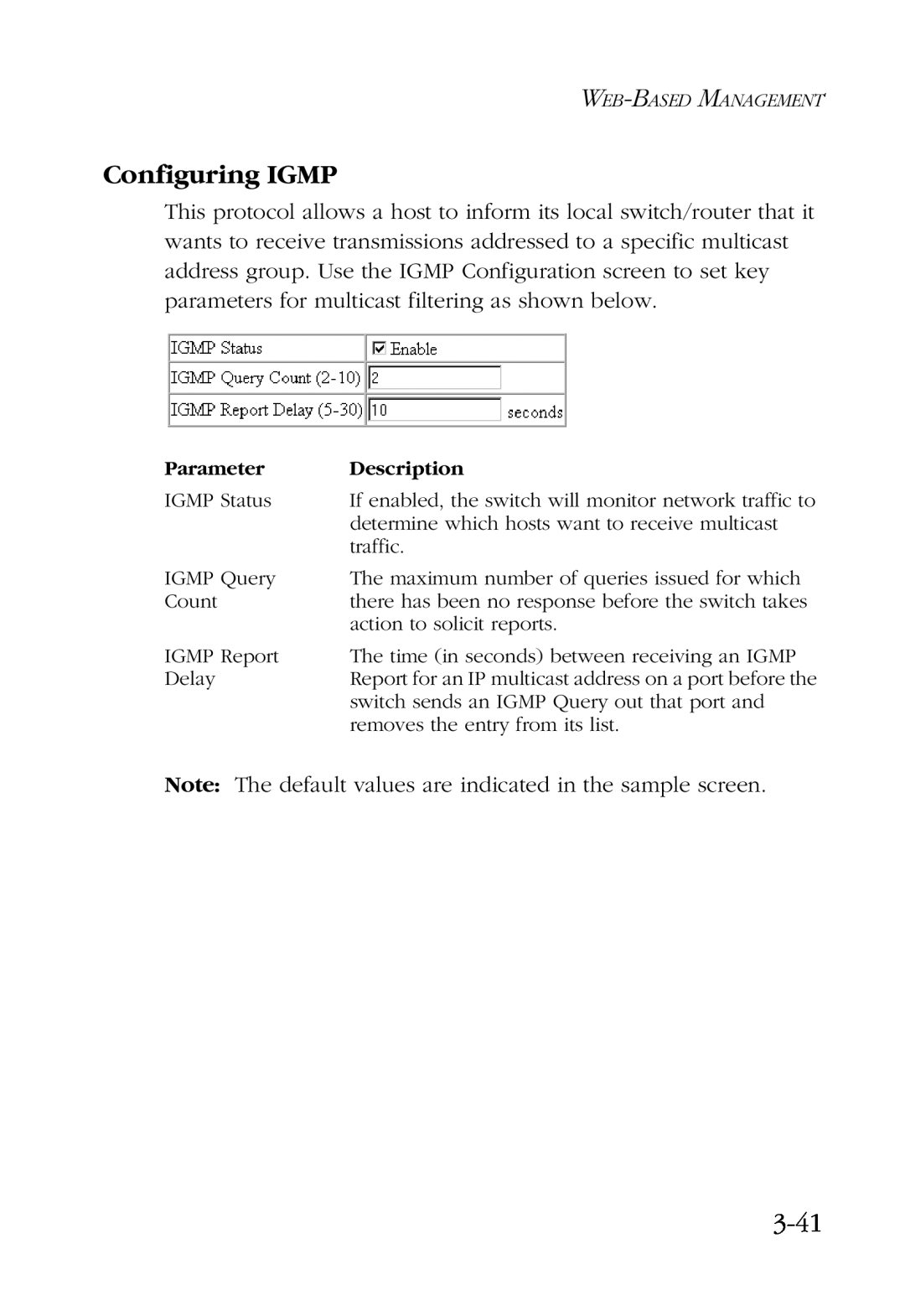 SMC Networks SMC6924VF manual Configuring IGMP, 3-41 