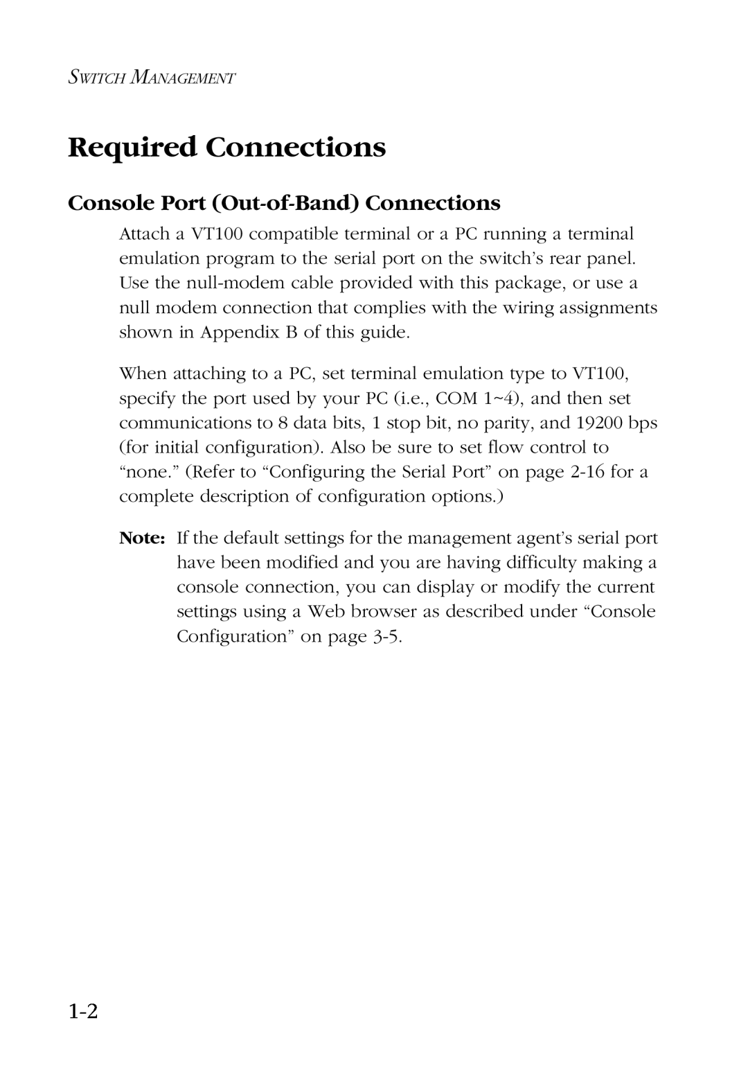SMC Networks SMC6924VF manual Required Connections, Console Port Out-of-Band Connections 