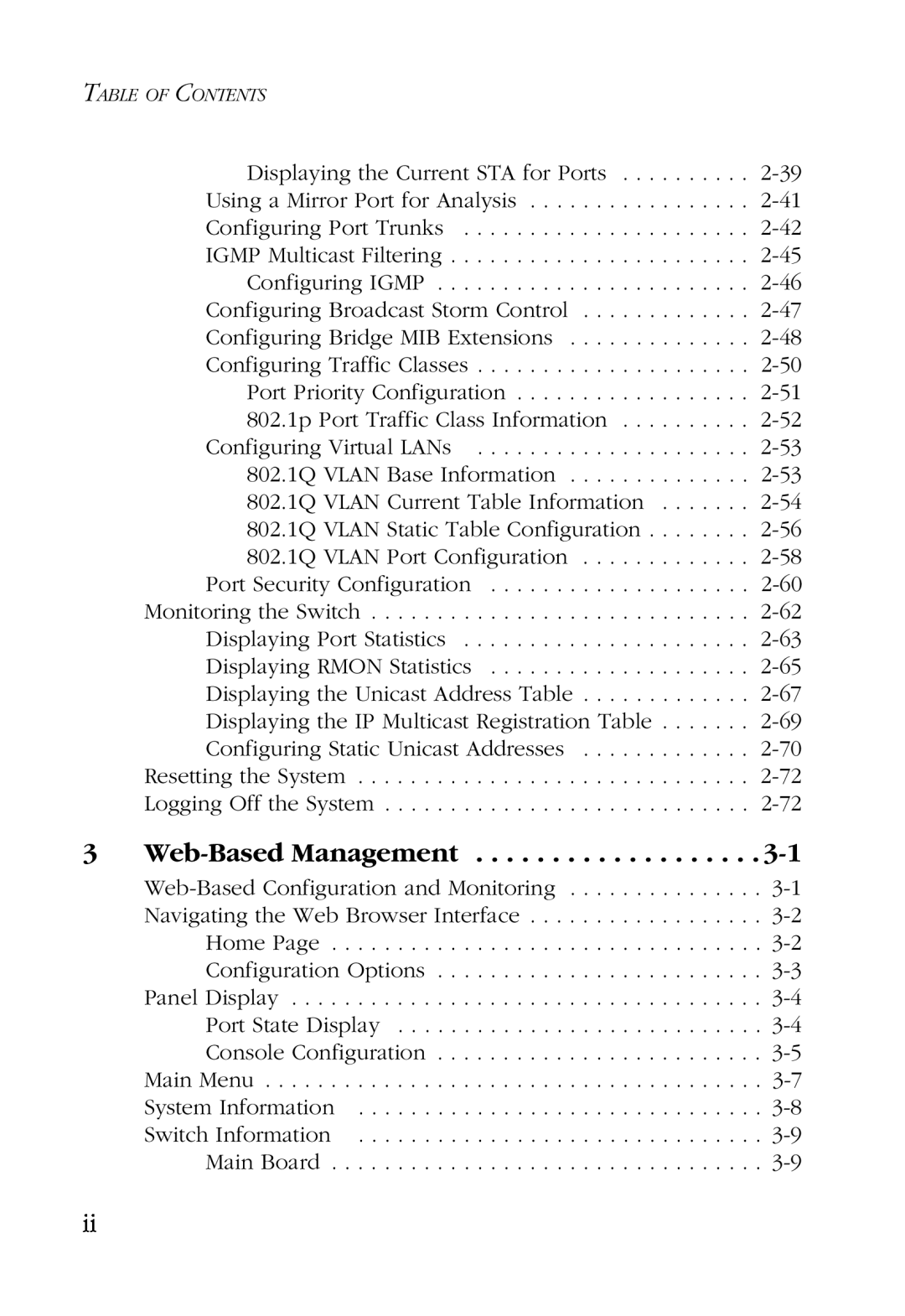 SMC Networks SMC6924VF manual Web-Based Management, Table Of Contents 