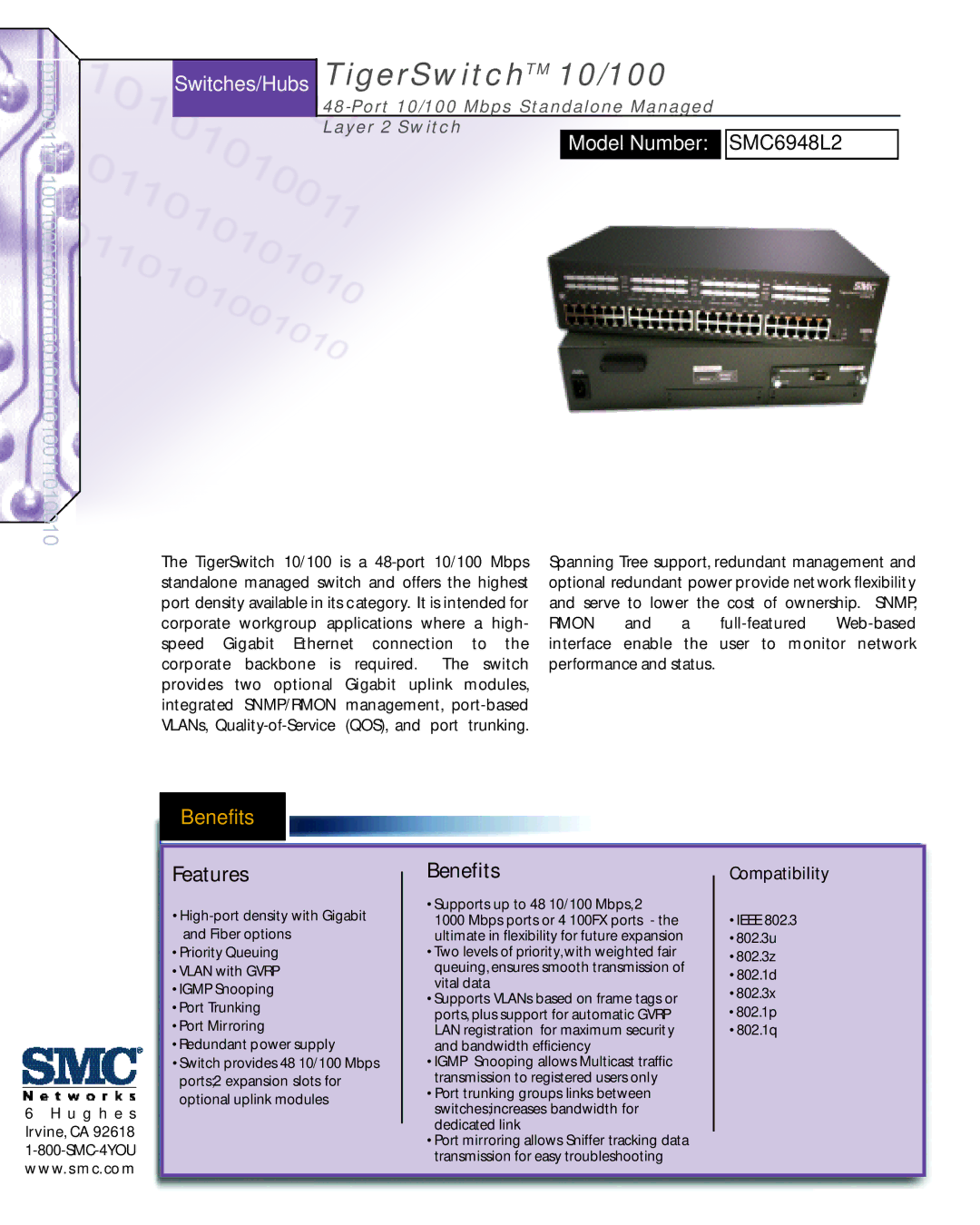 SMC Networks SMC6948L2 manual Features, Benefits 