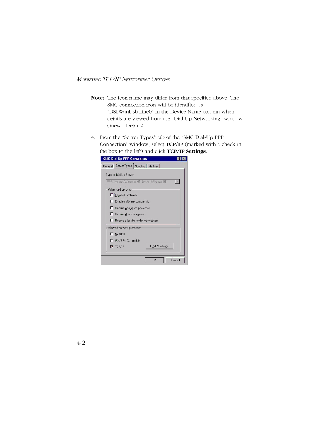 SMC Networks SMC7003-USB manual Modifying TCP/IP Networking Options 