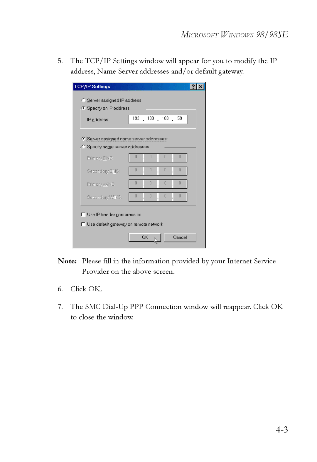 SMC Networks SMC7003USB V.2 manual Microsoft Windows 98/98SE 