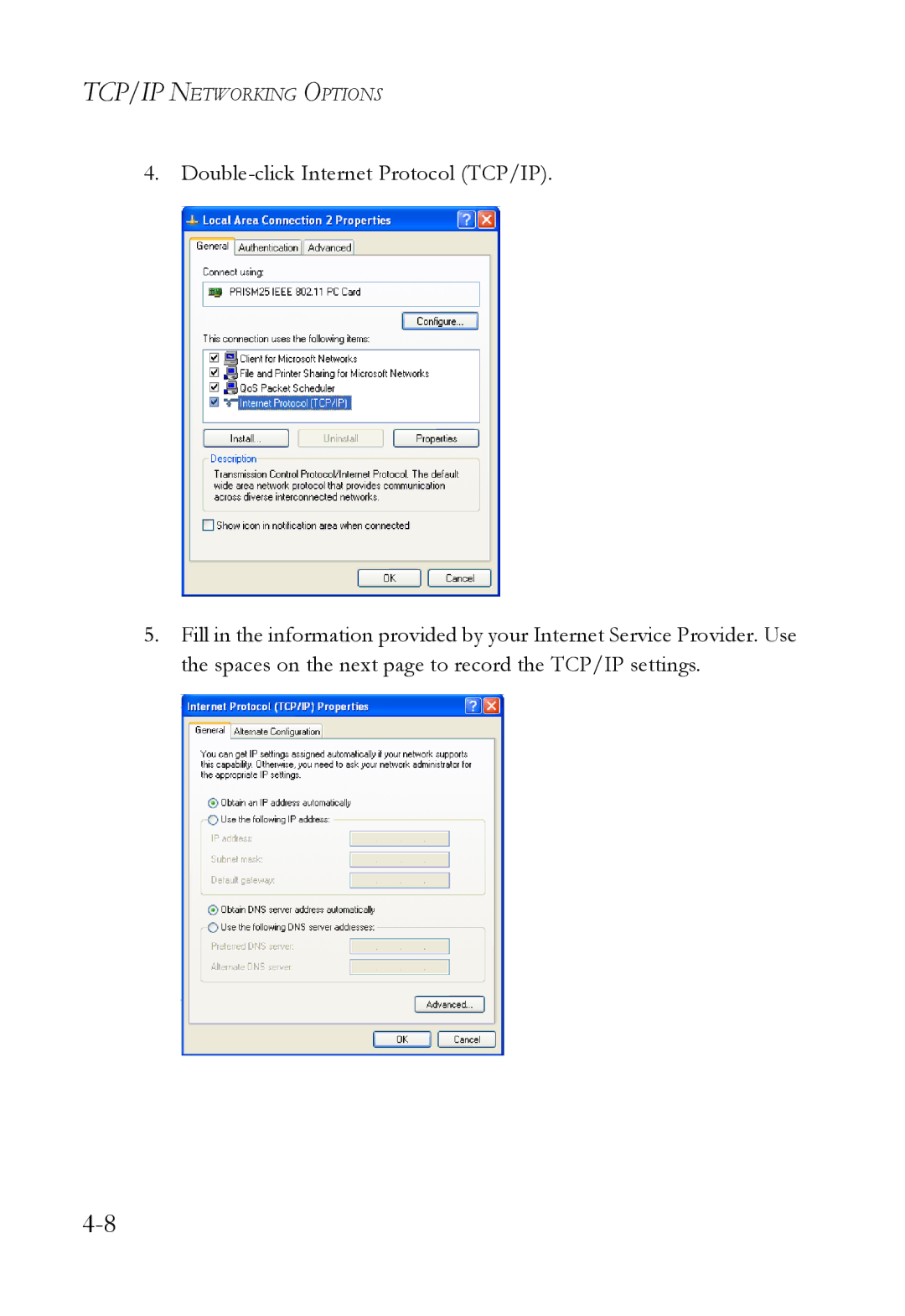 SMC Networks SMC7003USB V.2 manual TCP/IP Networking Options 