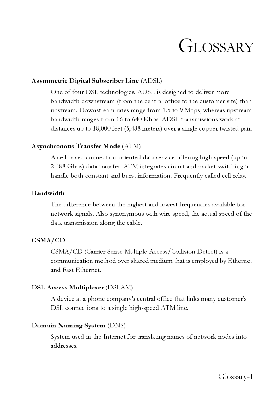 SMC Networks SMC7003USB V.2 manual Glossary 