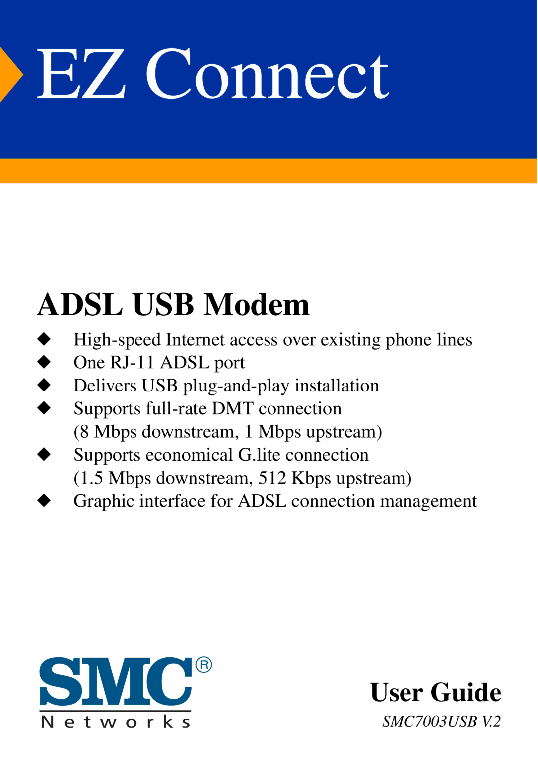 SMC Networks SMC7003USB manual EZ Connect 