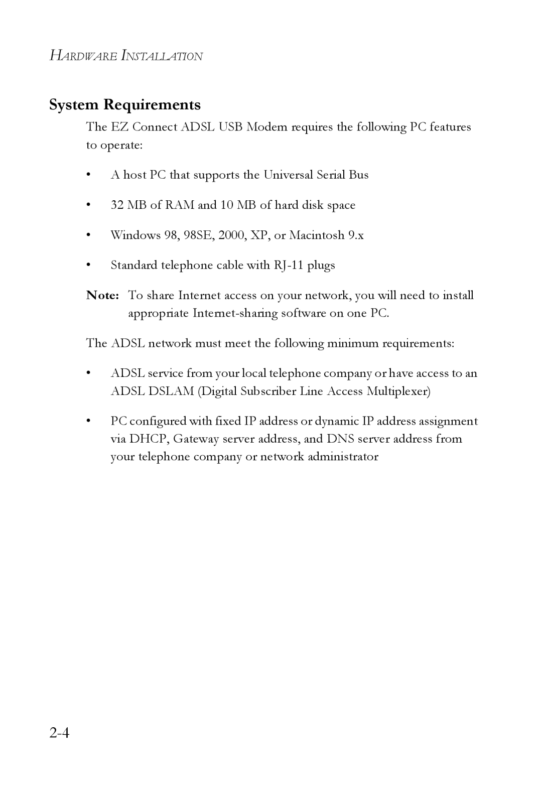 SMC Networks SMC7003USB manual System Requirements 