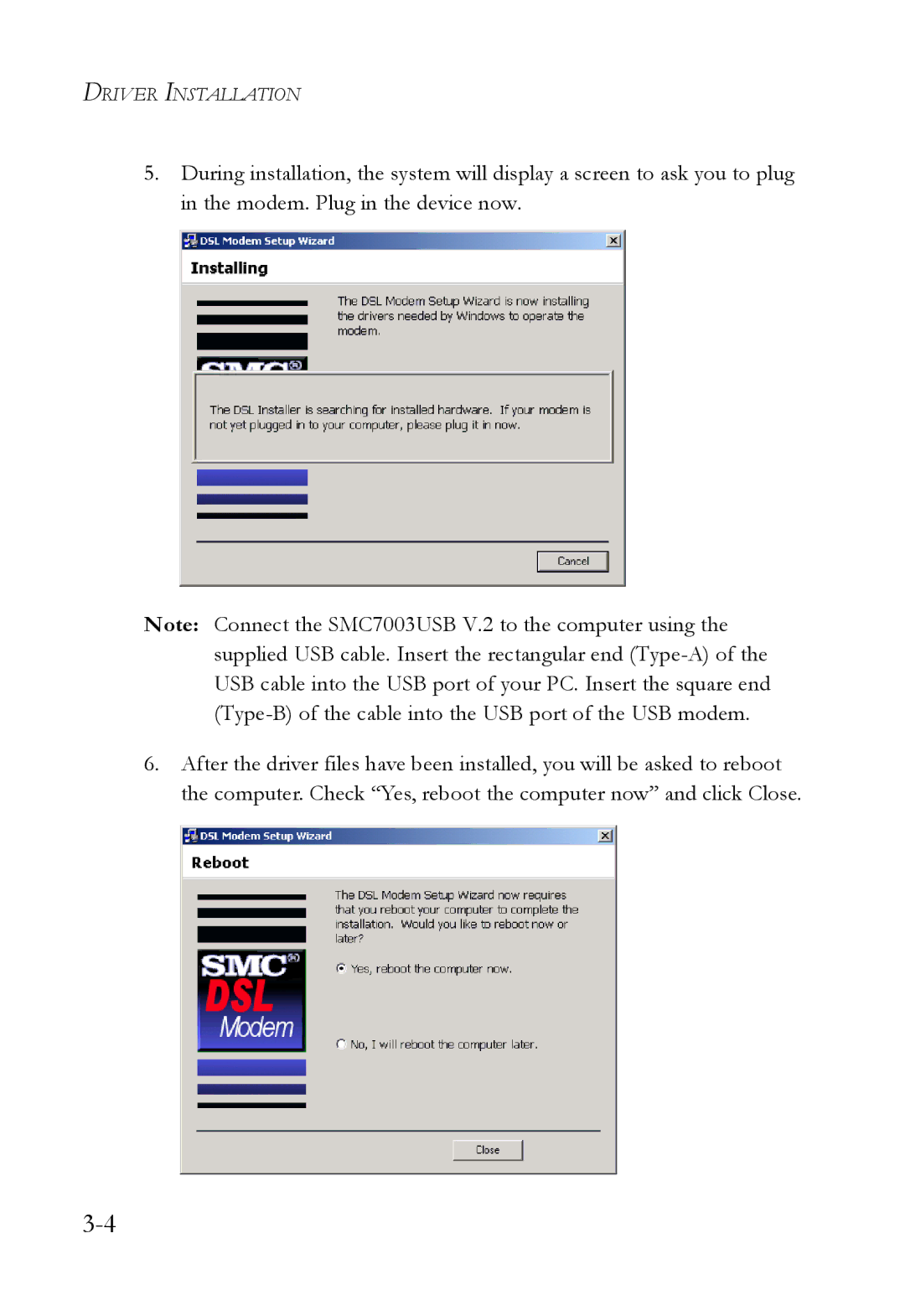 SMC Networks SMC7003USB manual Driver Installation 