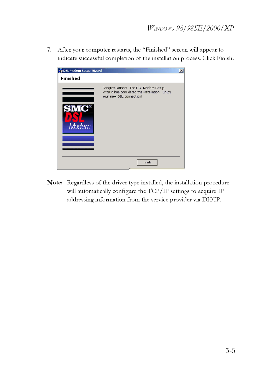 SMC Networks SMC7003USB manual Windows 98/98SE/2000/XP 