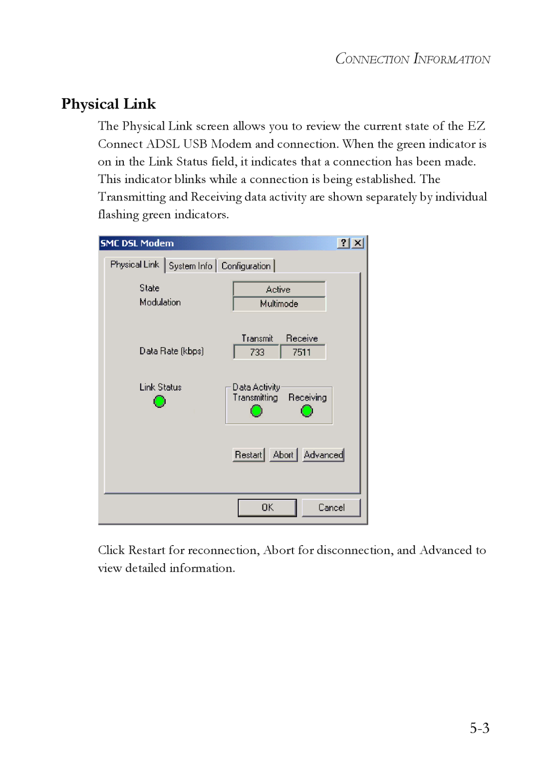 SMC Networks SMC7003USB manual Physical Link 