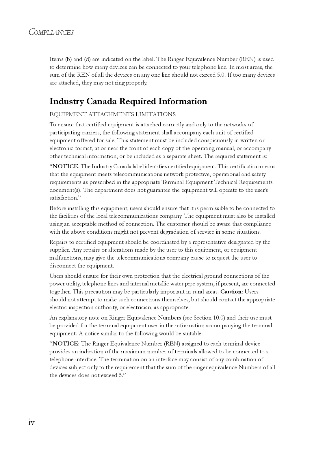 SMC Networks SMC7003USB manual Industry Canada Required Information, Compliances 