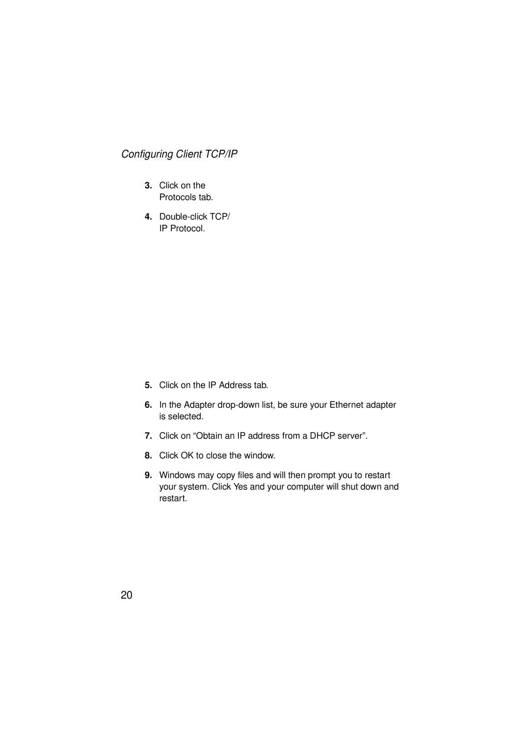 SMC Networks SMC7004ABR V.2 manual Configuring Client TCP/IP 