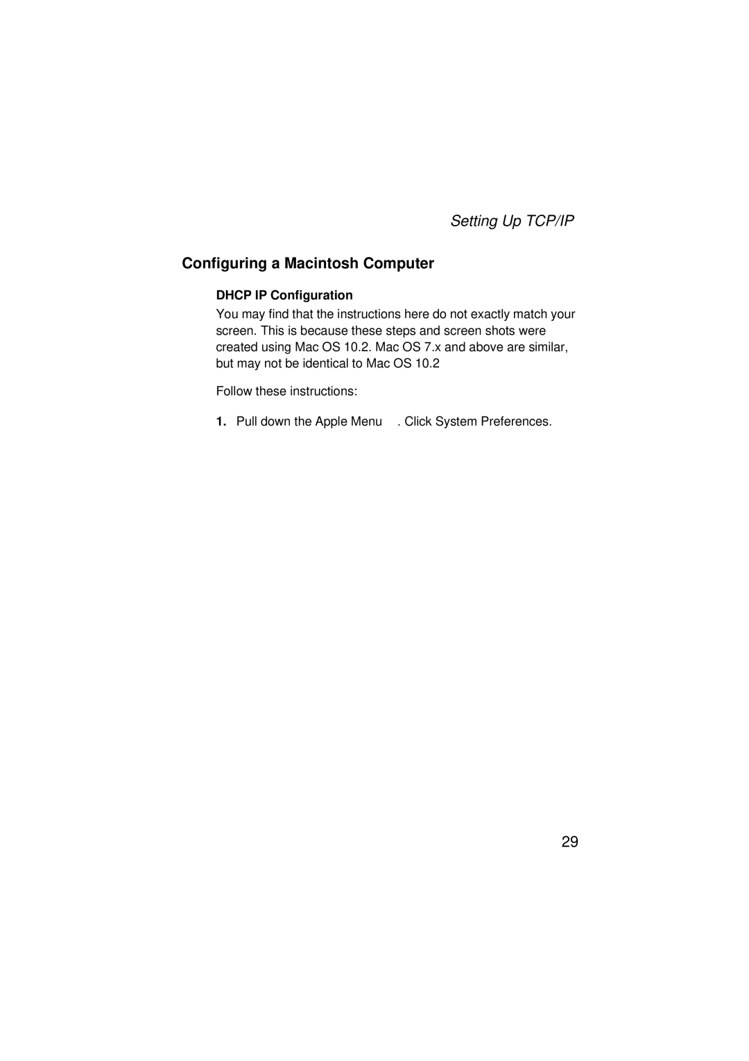 SMC Networks SMC7004ABR V.2 manual Configuring a Macintosh Computer, Dhcp IP Configuration 