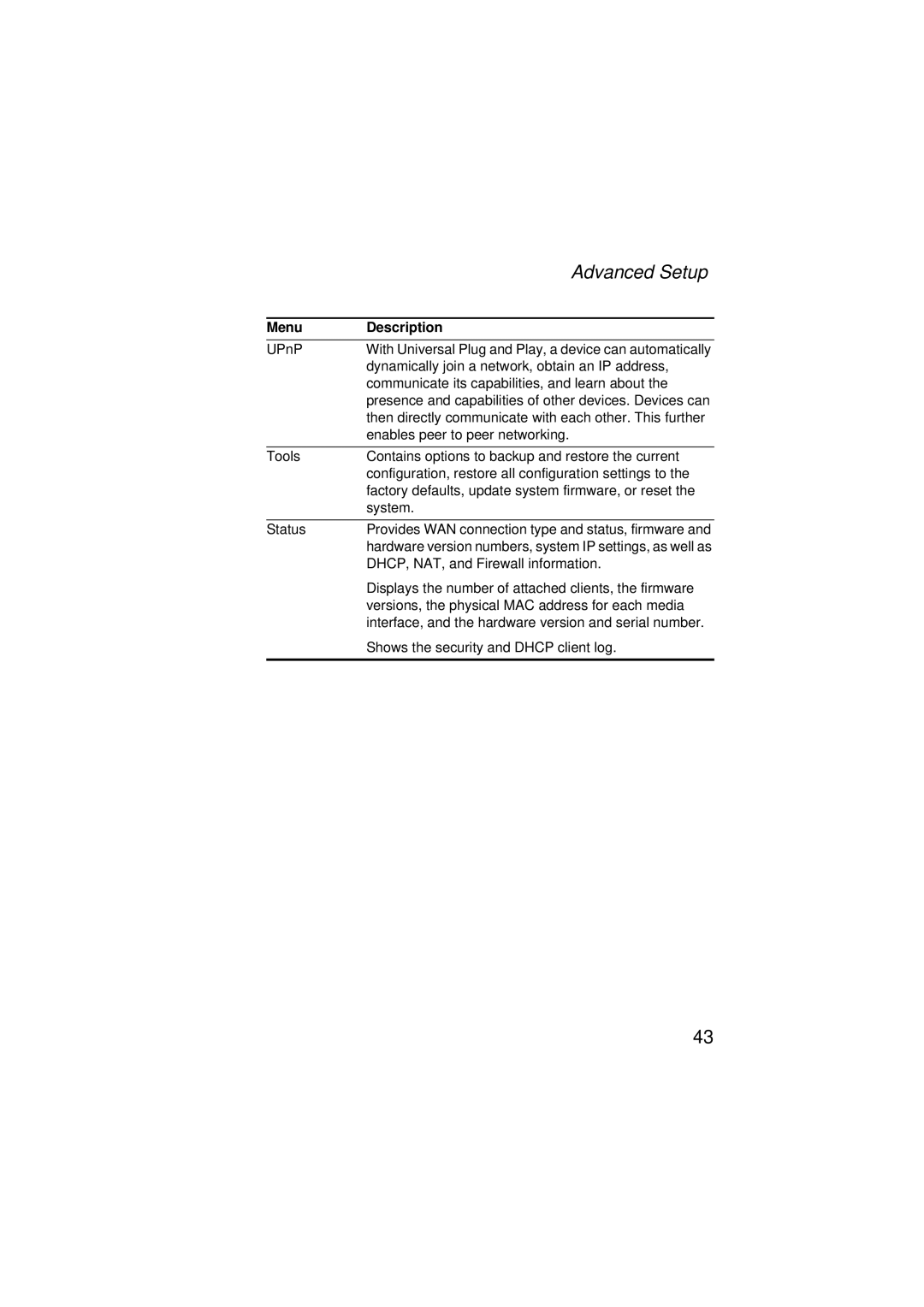 SMC Networks SMC7004ABR V.2 manual Advanced Setup 