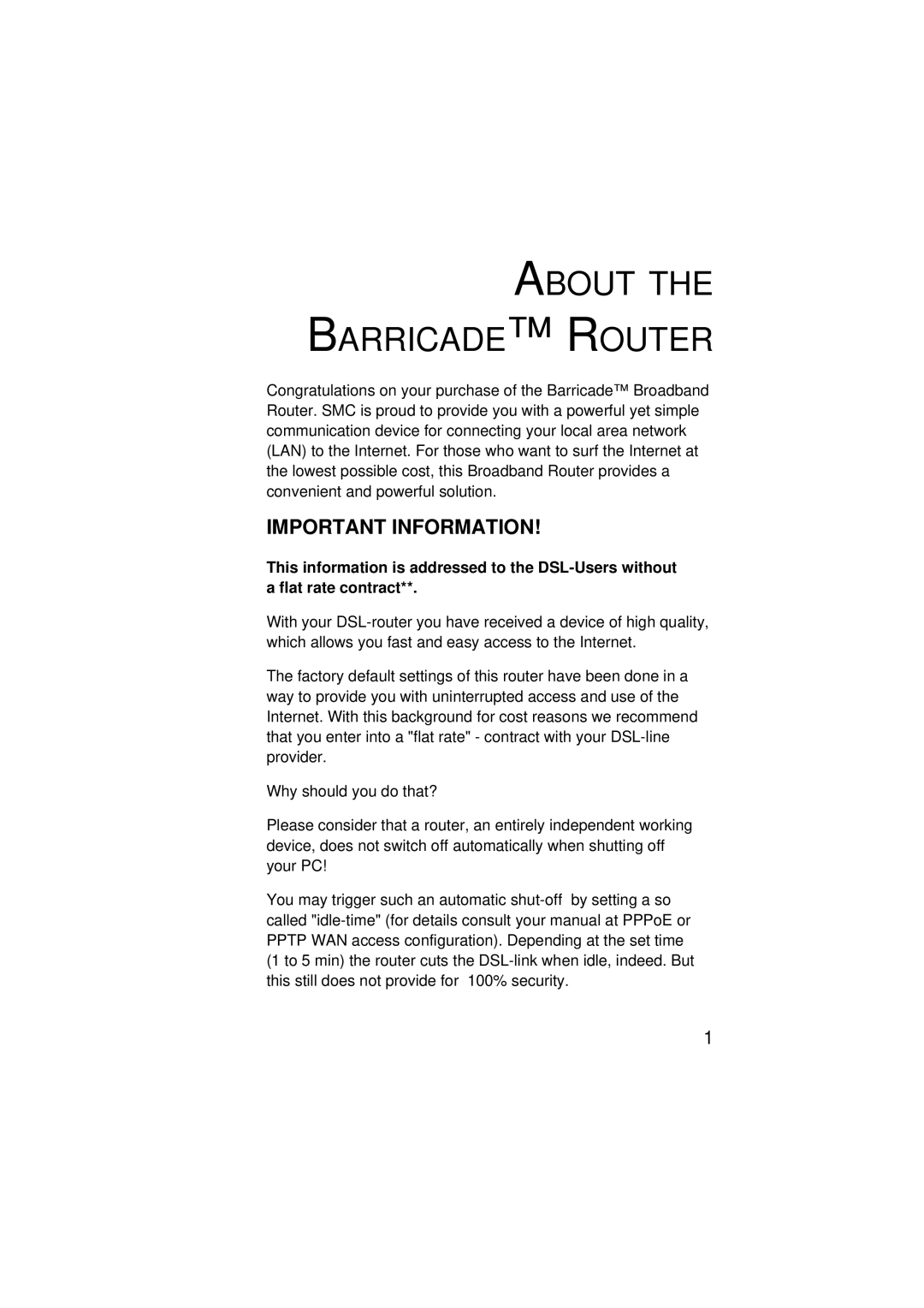 SMC Networks SMC7004ABR V.2 manual About the Barricade R Outer 