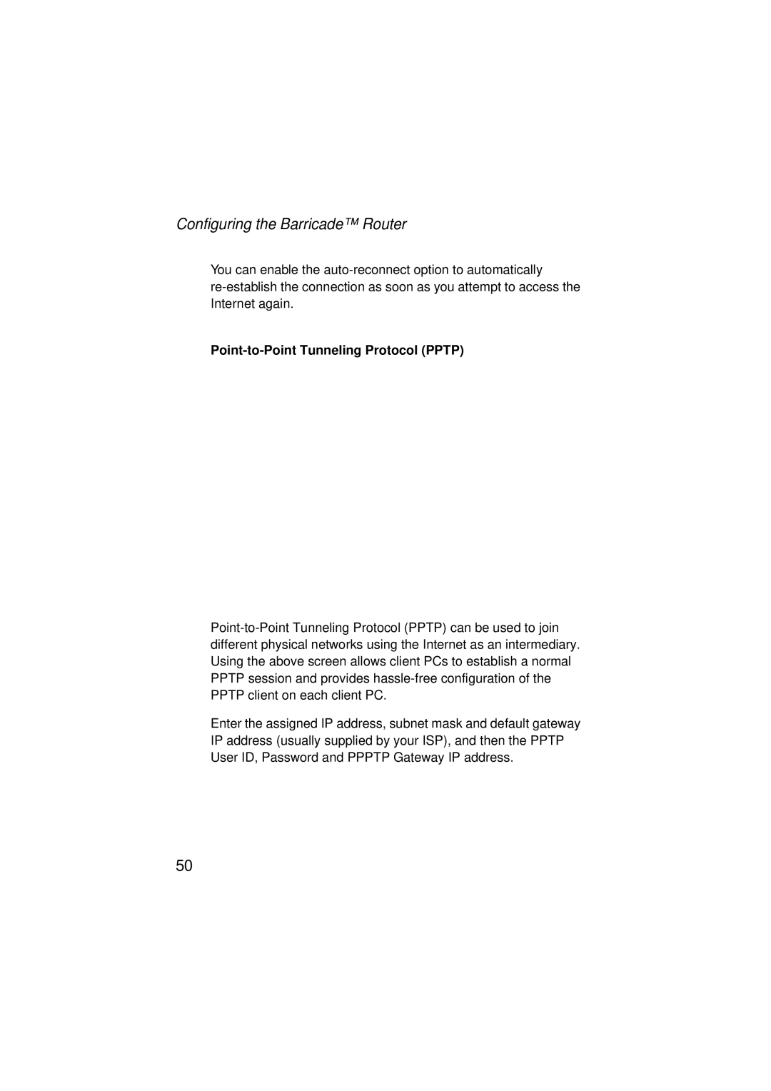 SMC Networks SMC7004ABR V.2 manual Point-to-Point Tunneling Protocol Pptp 