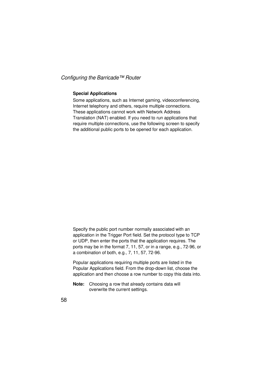 SMC Networks SMC7004ABR V.2 manual Special Applications 