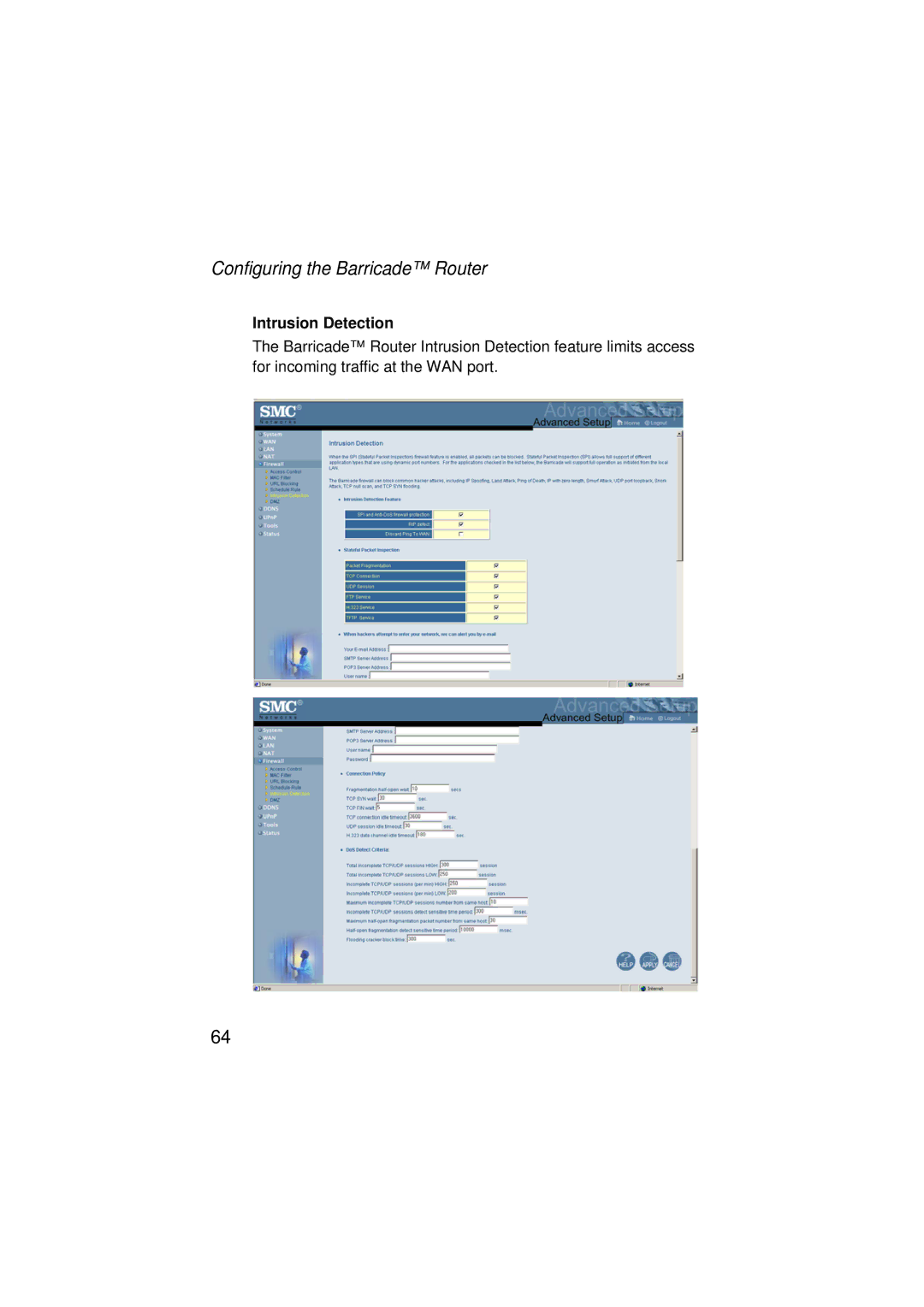 SMC Networks SMC7004ABR V.2 manual Intrusion Detection 