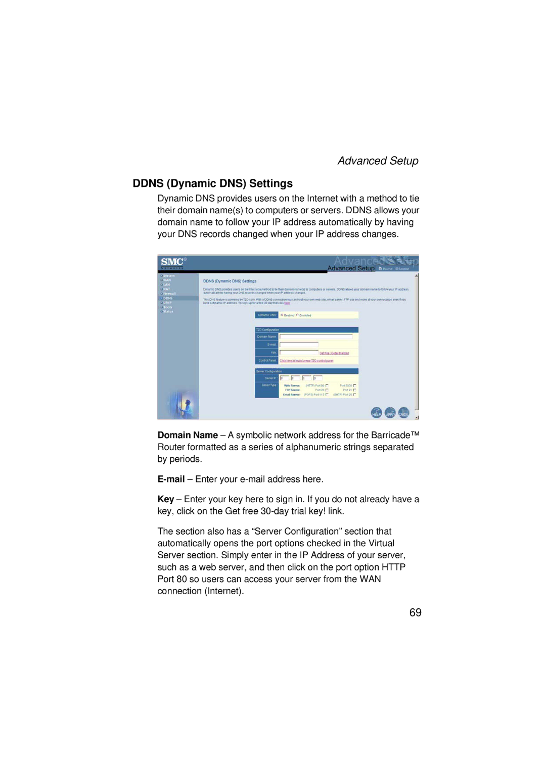 SMC Networks SMC7004ABR V.2 manual Ddns Dynamic DNS Settings 