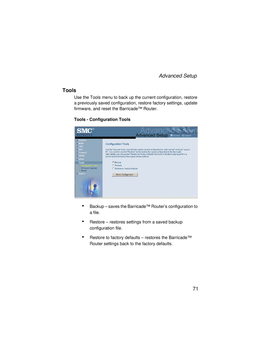 SMC Networks SMC7004ABR V.2 manual Tools Configuration Tools 