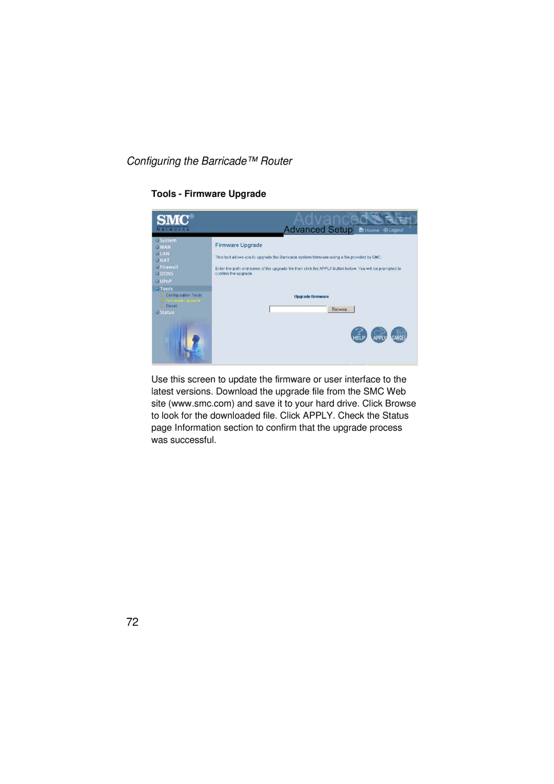 SMC Networks SMC7004ABR V.2 manual Tools Firmware Upgrade 